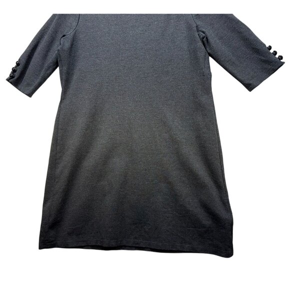Lands End Womens Sweater Dress Size 14 Charcoal Gray 3/4 Sleeves Button Detail - Picture 9 of 10